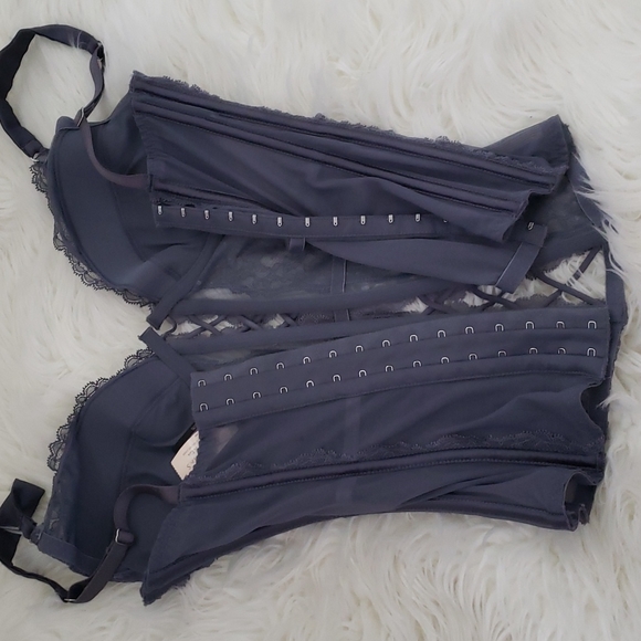 Victoria Secret Very Sexy Lace Corset Bra Top Gray Size 36D - Picture 4 of 6